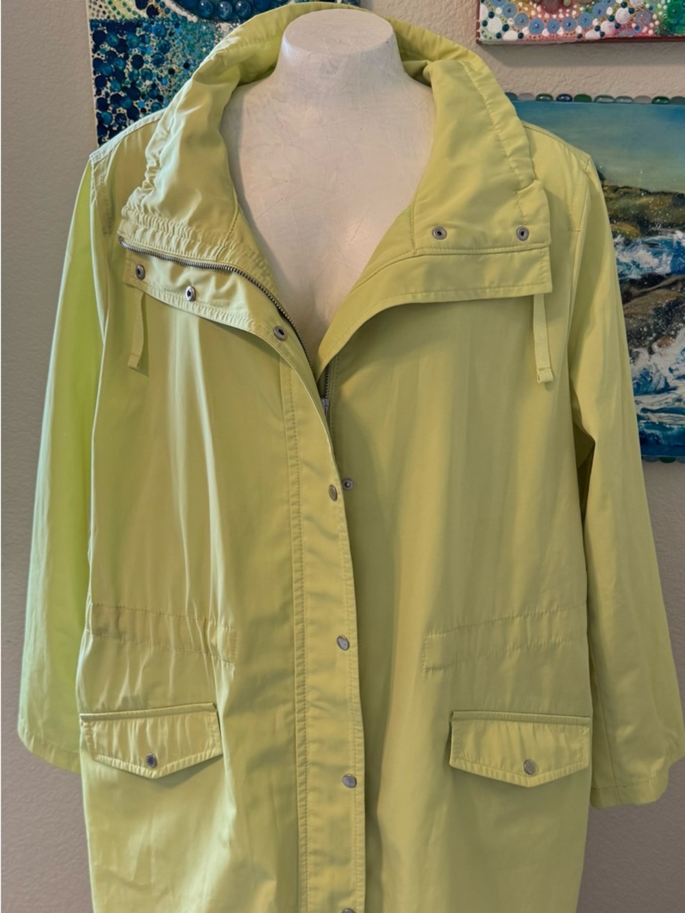 Talbots Lime Green Hooded Raincoat